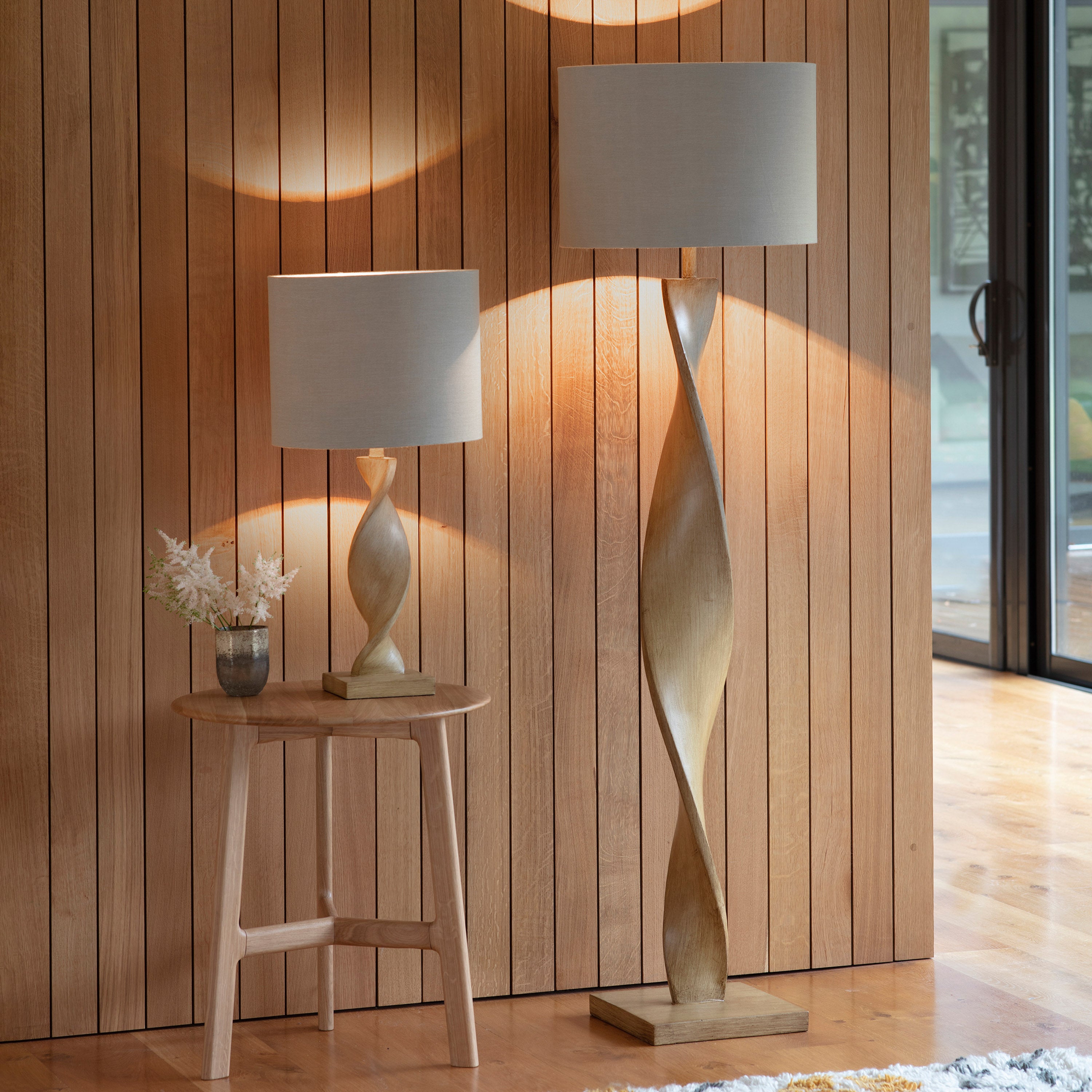 Enugu Spiral Wood Floor Lamp